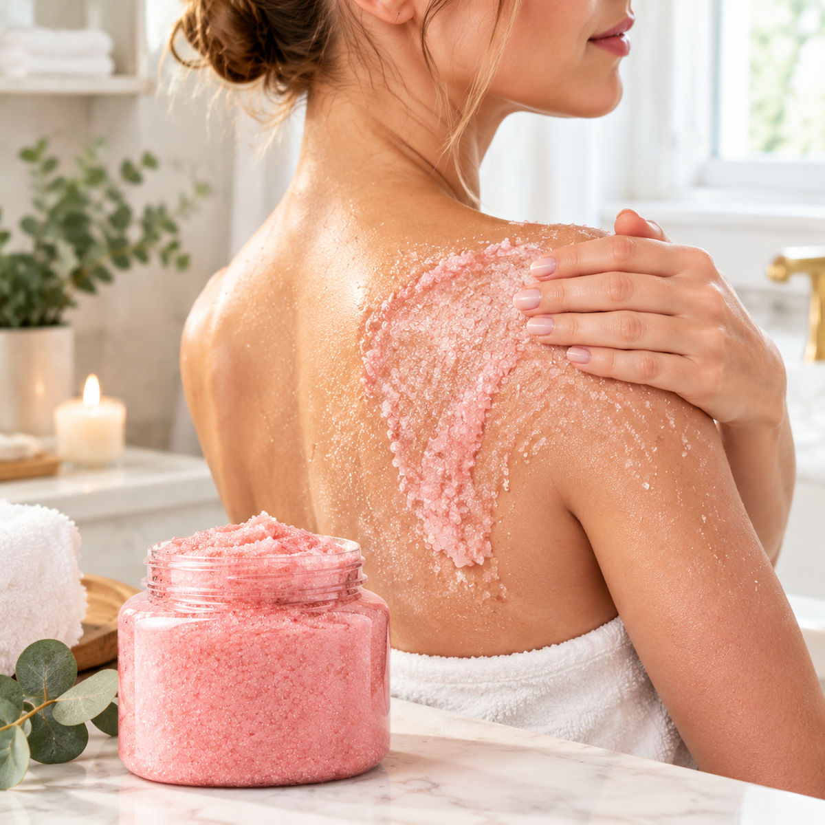 Pink Hibiscus Body Scrub — Gentle Exfoliating & Hydrating Body Scrub with Hibiscus Extract, Shea Butter & Vitamin E