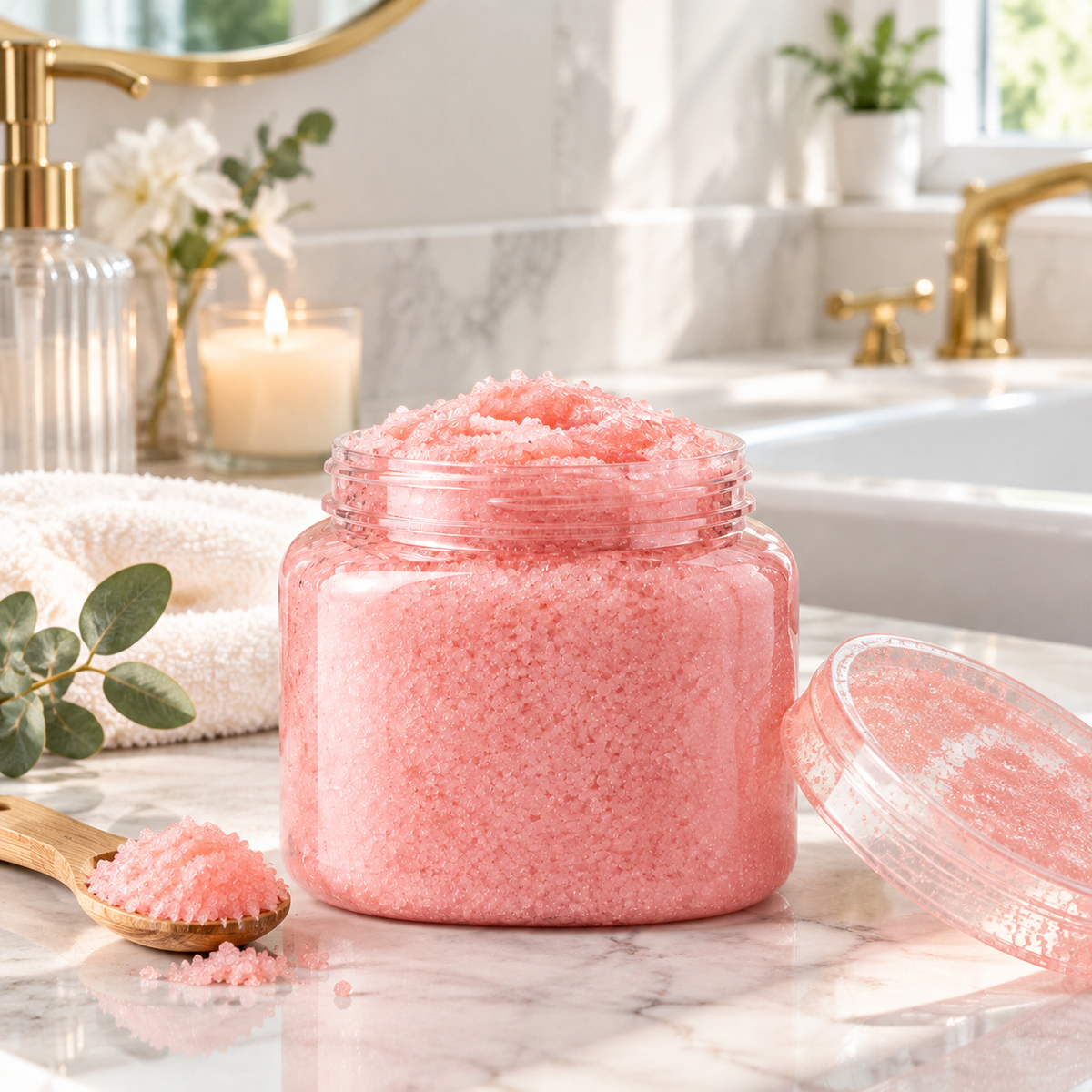 Pink Hibiscus Body Scrub — Gentle Exfoliating & Hydrating Body Scrub with Hibiscus Extract, Shea Butter & Vitamin E