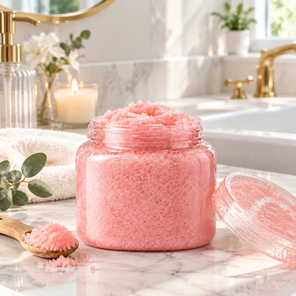 Pink Hibiscus Body Scrub — Gentle Exfoliating & Hydrating Body Scrub with Hibiscus Extract, Shea Butter & Vitamin E